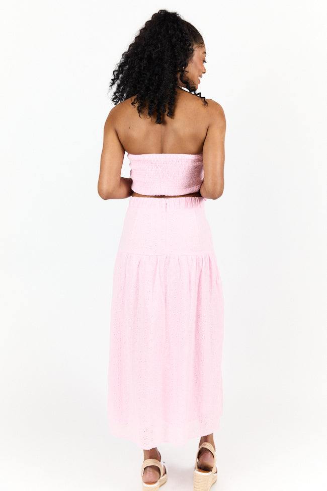 Take It Easy Pink Eyelet Tube Top Set SALE-Sunny Prom