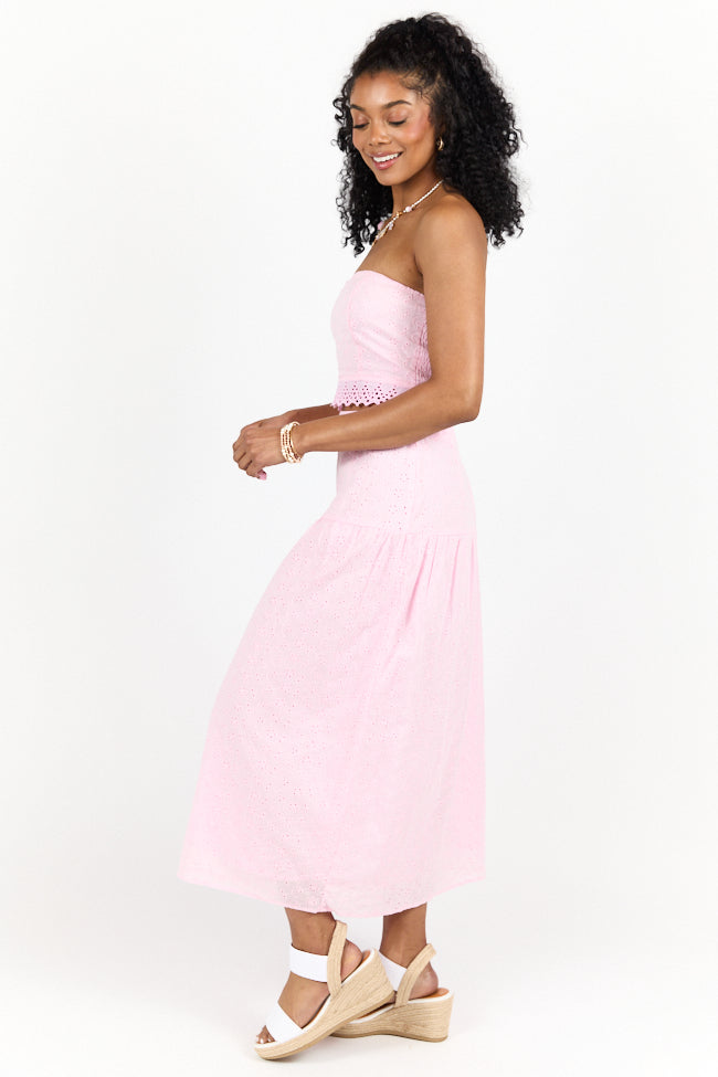 Take It Easy Pink Eyelet Tube Top Set SALE-Sunny Prom