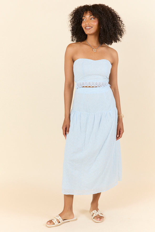 Take It Easy Blue Eyelet Tube Top Set SALE-Sunny Prom