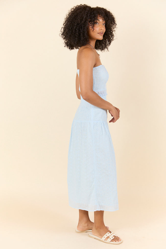 Take It Easy Blue Eyelet Tube Top Set SALE-Sunny Prom