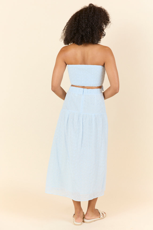 Take It Easy Blue Eyelet Tube Top Set SALE-Sunny Prom
