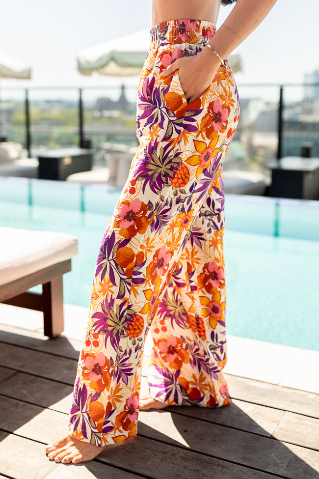Sea Spray Purple Printed Coverup Pants FINAL SALE-Sunny Prom