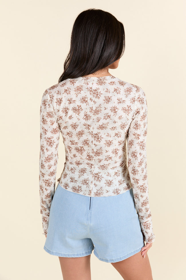 The Sydney Brown Floral Mesh Top Holley Gabrielle X Sunny Prom-Sunny Prom