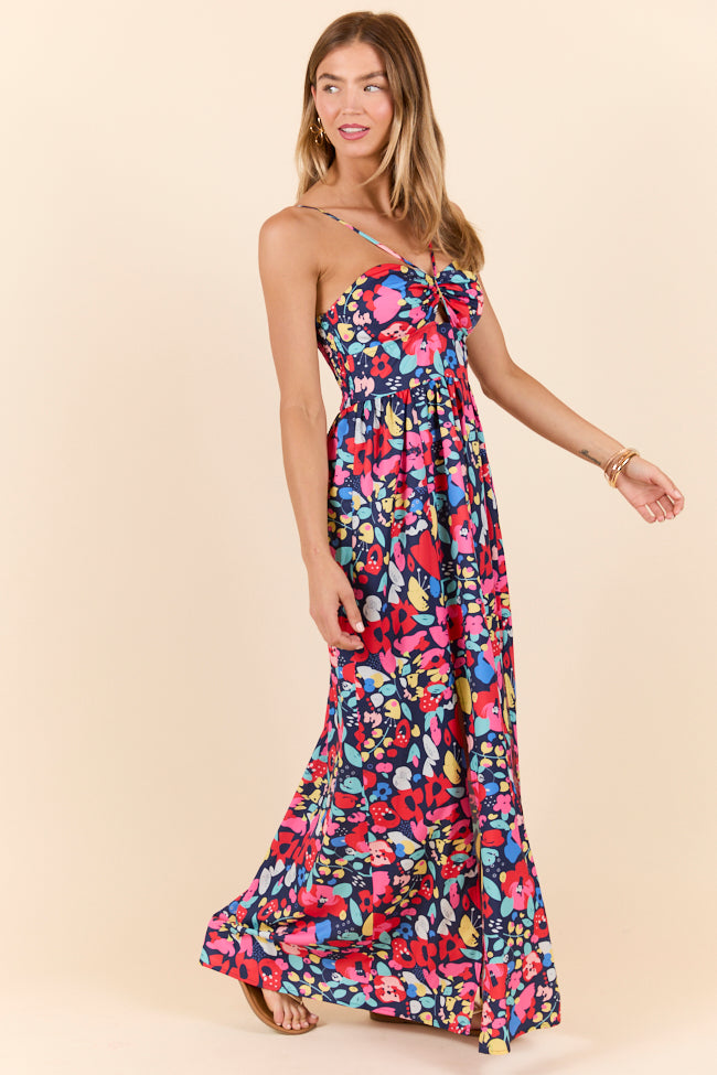 Keep It Floral Navy Printed Dress-Sunny Prom