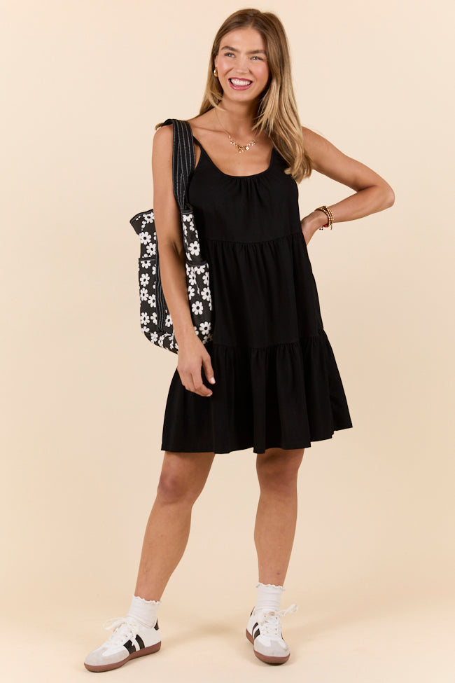 Dockside Drinks Black Mini Tiered Knit Dress SALE-Sunny Prom
