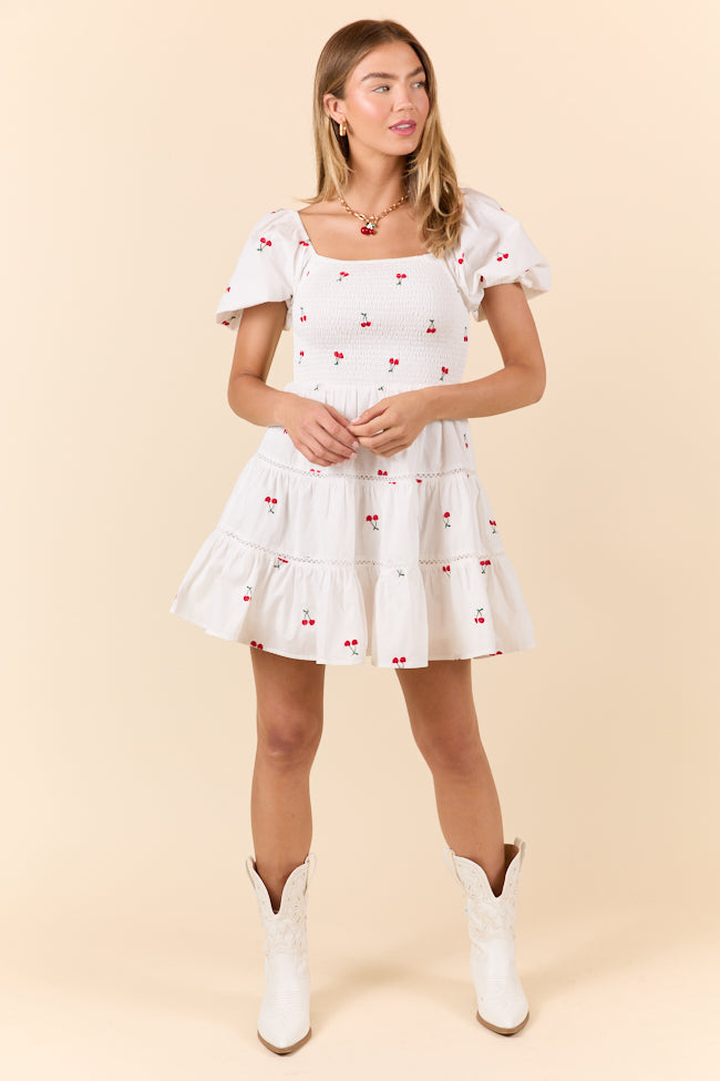 Cherry To My Cola Embroidered Ivory Dress FINAL SALE-Sunny Prom