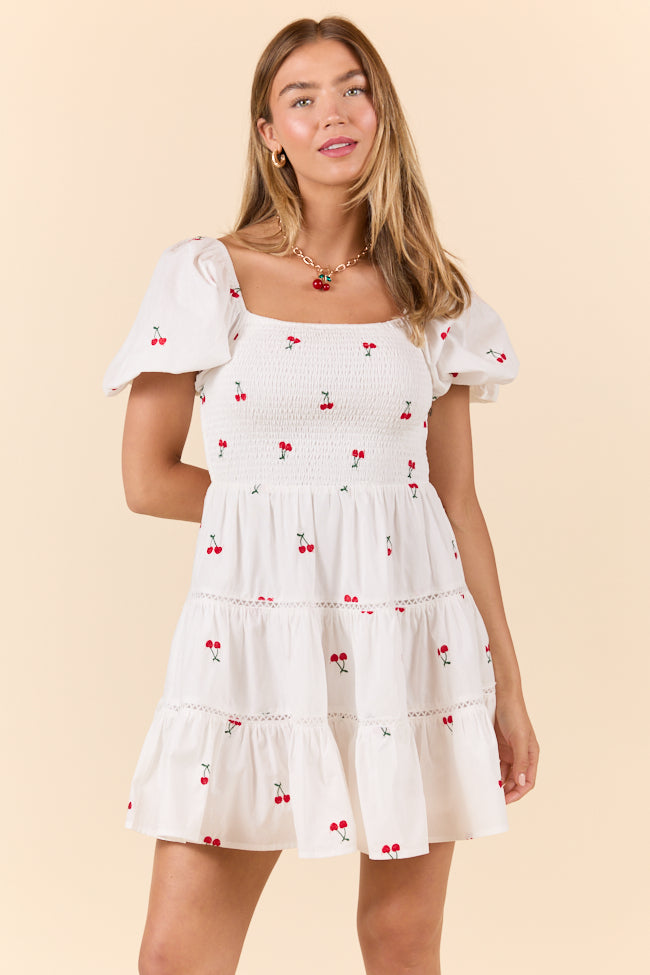 Cherry To My Cola Embroidered Ivory Dress FINAL SALE-Sunny Prom