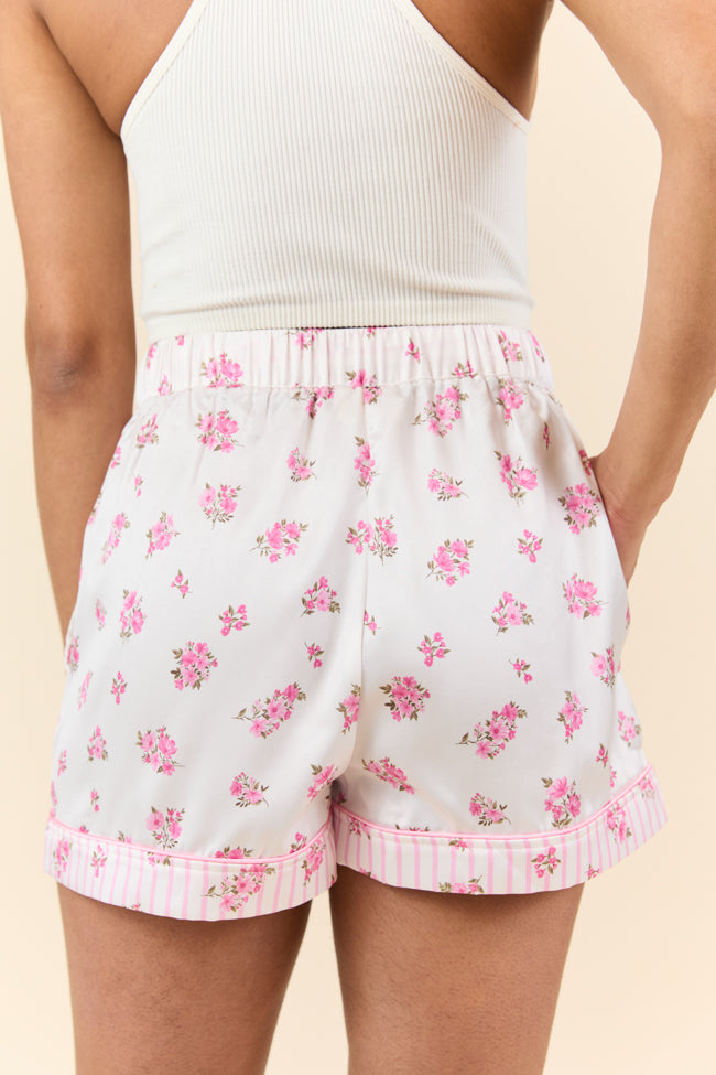 Sleep On My Side Pink Floral Satin Pajama Shorts FINAL SALE-Sunny Prom