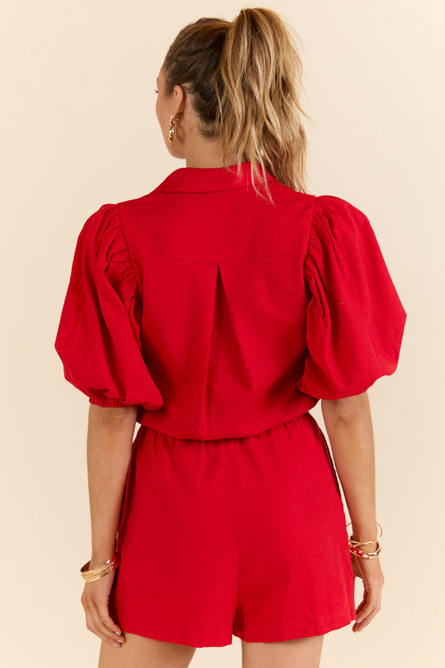 Stay With It Red Short Sleeve Romper FINAL SALE-Sunny Prom