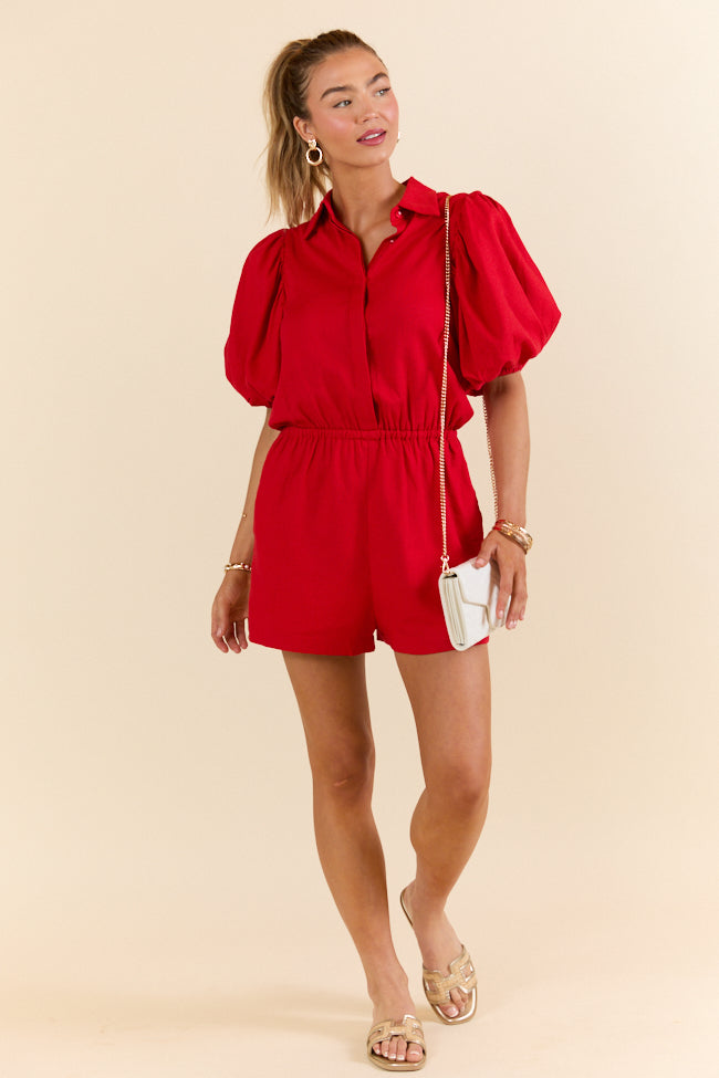 Stay With It Red Short Sleeve Romper FINAL SALE-Sunny Prom