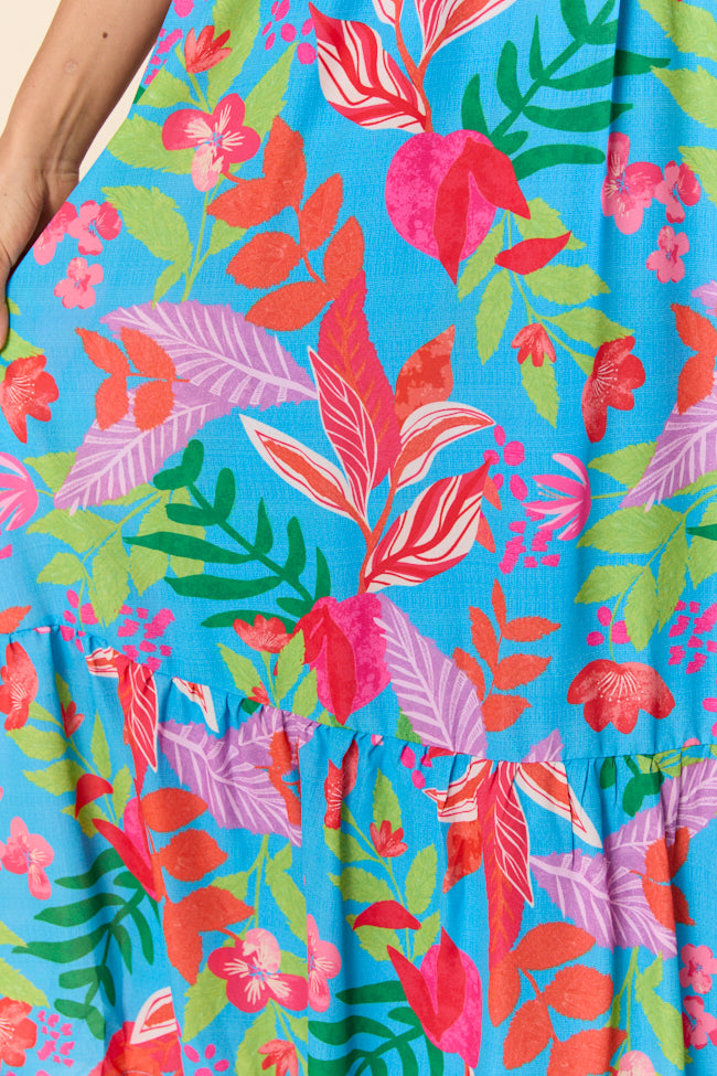 Tropical Touch Green Floral Maxi Dress FINAL SALE-Sunny Prom