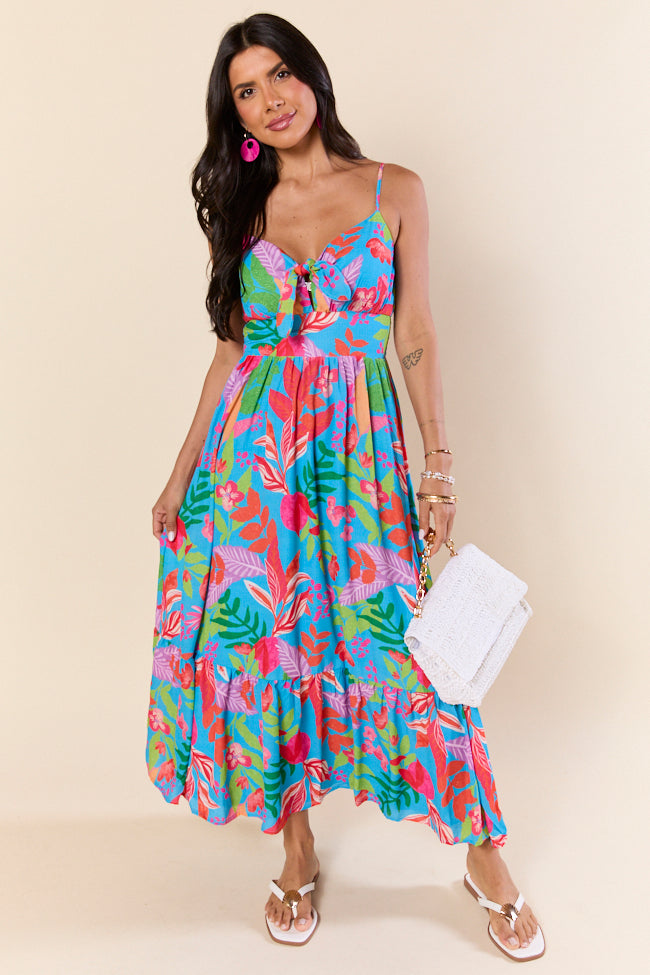 Tropical Touch Green Floral Maxi Dress FINAL SALE-Sunny Prom