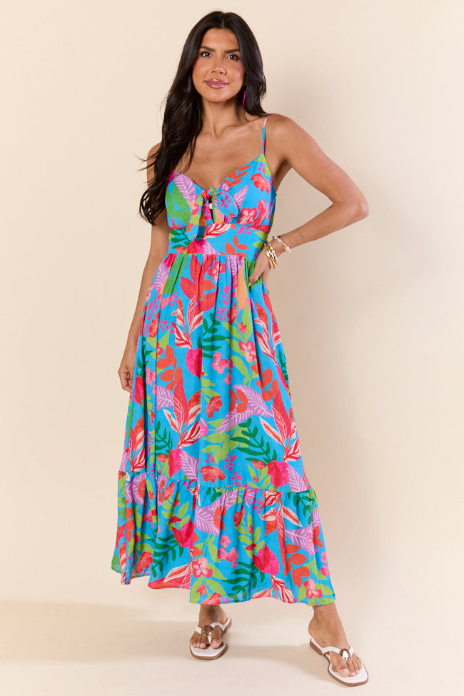 Tropical Touch Green Floral Maxi Dress FINAL SALE-Sunny Prom