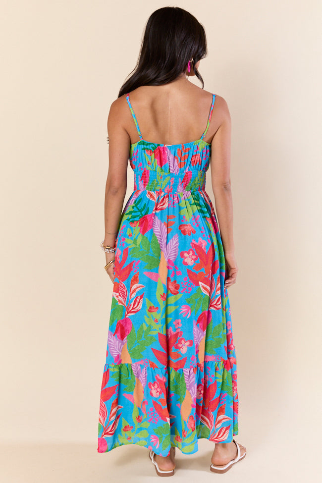 Tropical Touch Green Floral Maxi Dress FINAL SALE-Sunny Prom