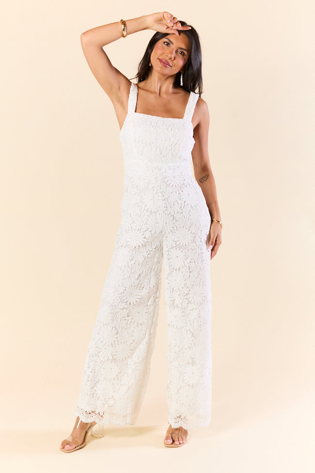 Pure Elegance White Lace Jumpsuit FINAL SALE-Sunny Prom