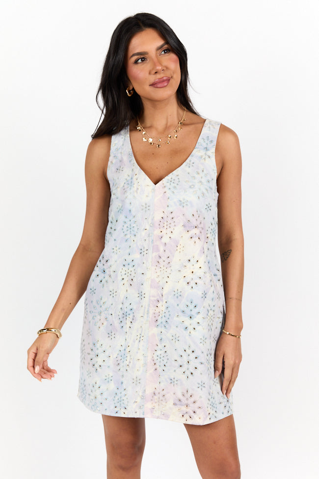 Turn Back Time Tie Dye Eyelet Dress FINAL SALE-Sunny Prom