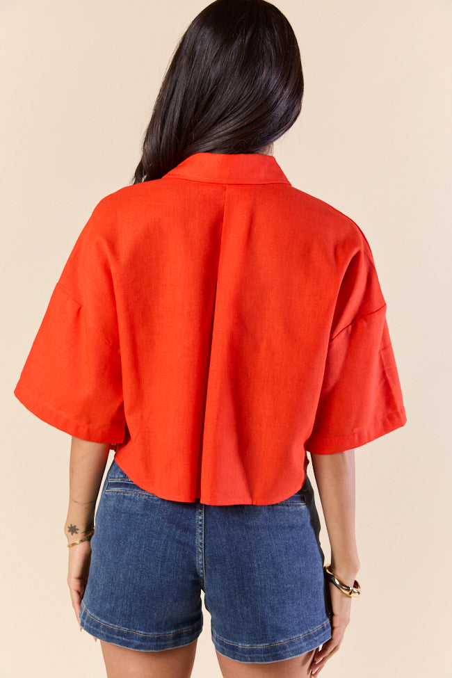Rush Hour Red Orange Cropped Woven Top FINAL SALE-Sunny Prom