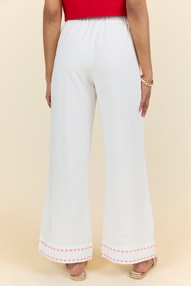 Just Feels Right Off-White Embroidered Pants FINAL SALE-Sunny Prom