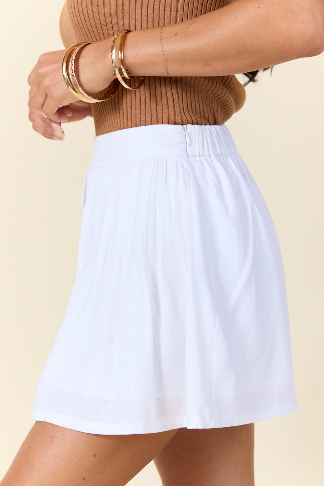 All Along White Pleated Shorts FINAL SALE-Sunny Prom