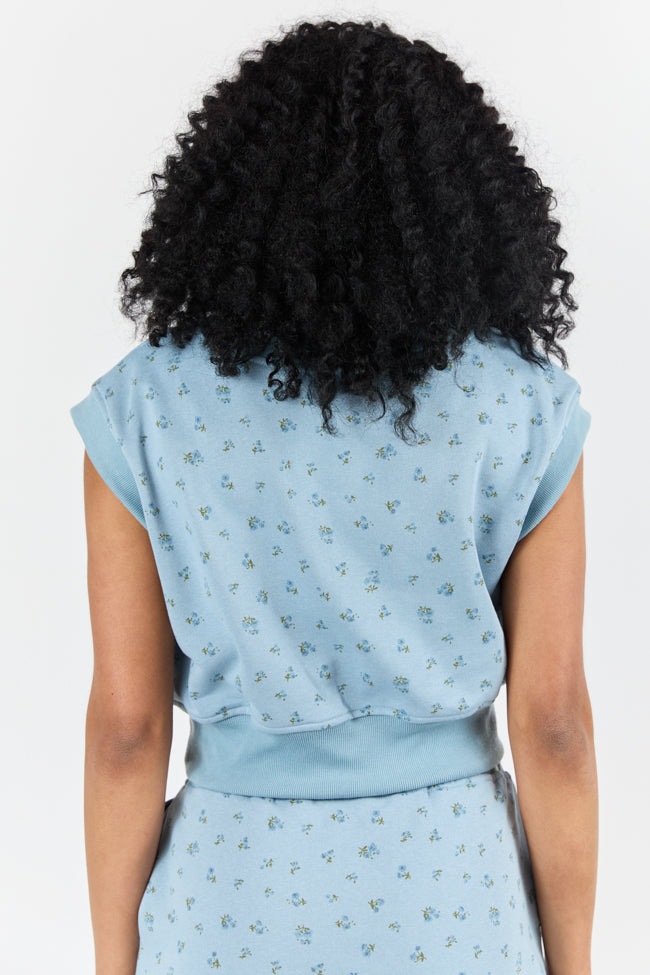 March On Blue Floral Print Knit Vest FINAL SALE-Sunny Prom