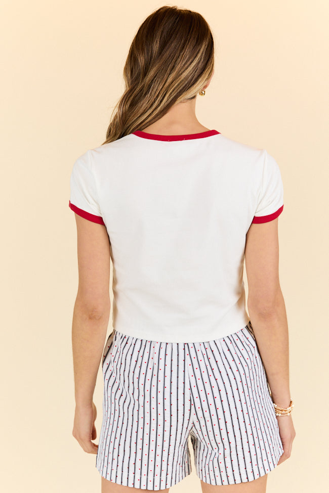 Croissants For Dinner White Graphic Cropped Tee SALE-Sunny Prom