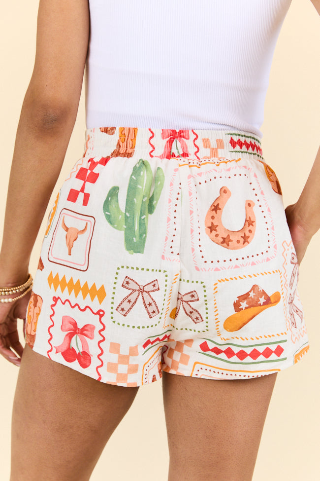 Rodeo Threads Western Print Shorts-Sunny Prom