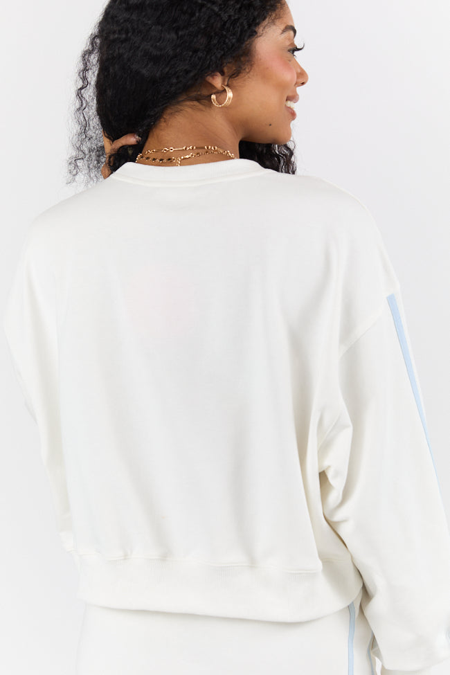 Close Ties White Bow Sleeve Sweatshirt FINAL SALE-Sunny Prom