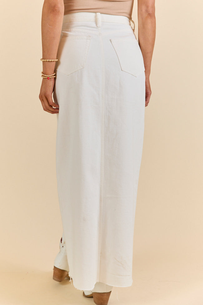 Soundwaves White Denim Midi Skirt SALE-Sunny Prom