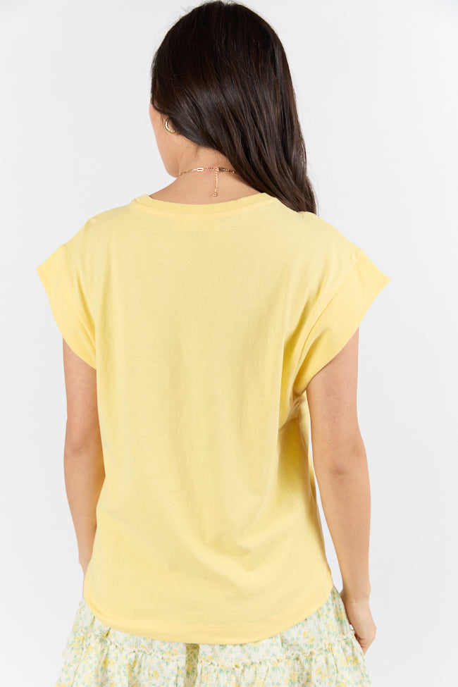 Classic Yellow Cap Sleeve Knit T Shirt-Sunny Prom