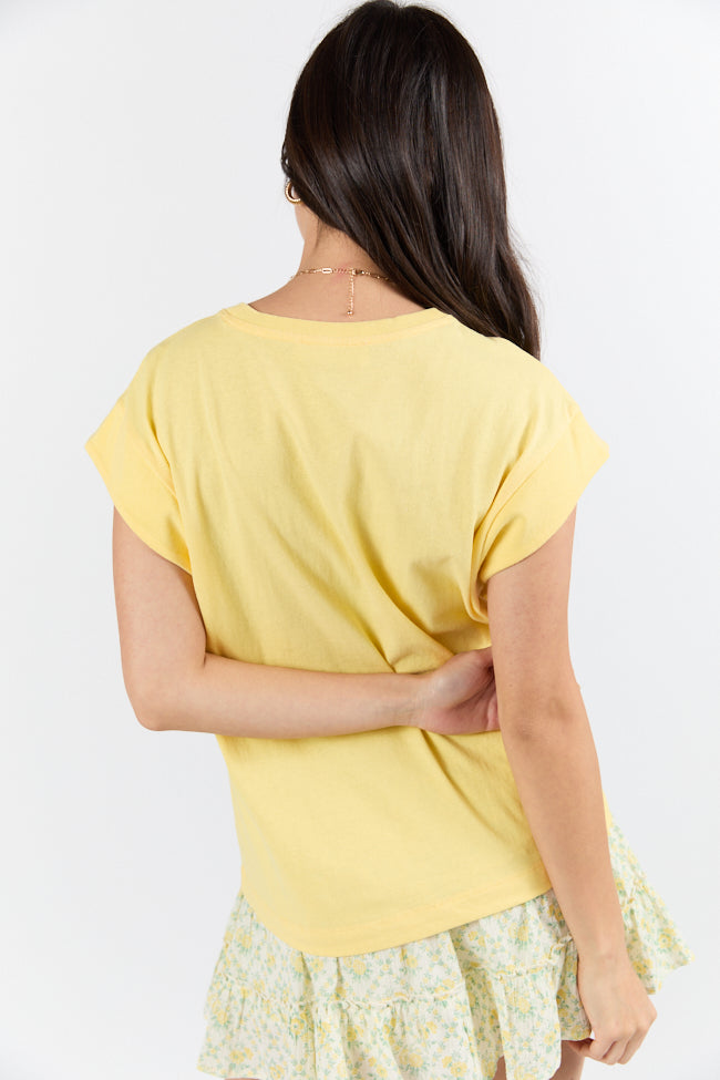 Classic Yellow Cap Sleeve Knit T Shirt-Sunny Prom