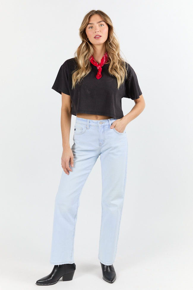 As Cool As It Gets Light Black Cropped Knit T Shirt-Sunny Prom