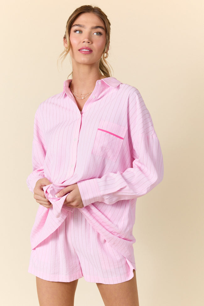Take It Slow Pink Pinstripe Lounge Set SALE-Sunny Prom