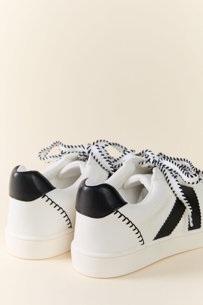 Itzia Black and White Stitched Sneakers-Sunny Prom