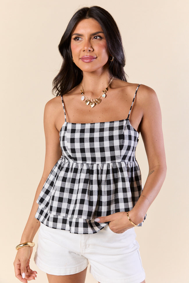 Gingham Grace Black Tank SALE-Sunny Prom