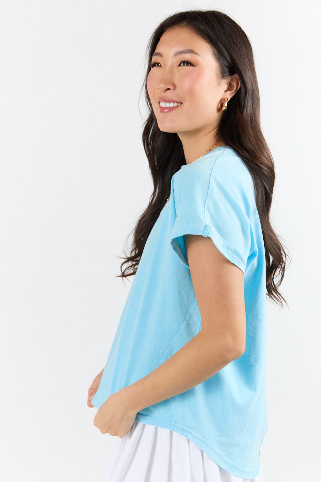 Here You Are Aqua Short Sleeve Tee-Sunny Prom