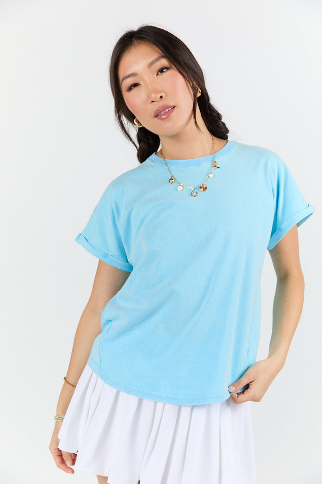 Here You Are Aqua Short Sleeve Tee-Sunny Prom