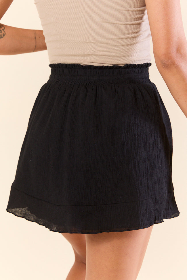 Late Night Reflections Black High Waisted Woven Skort SALE-Sunny Prom