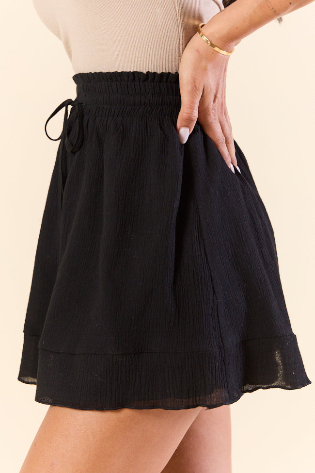 Late Night Reflections Black High Waisted Woven Skort SALE-Sunny Prom