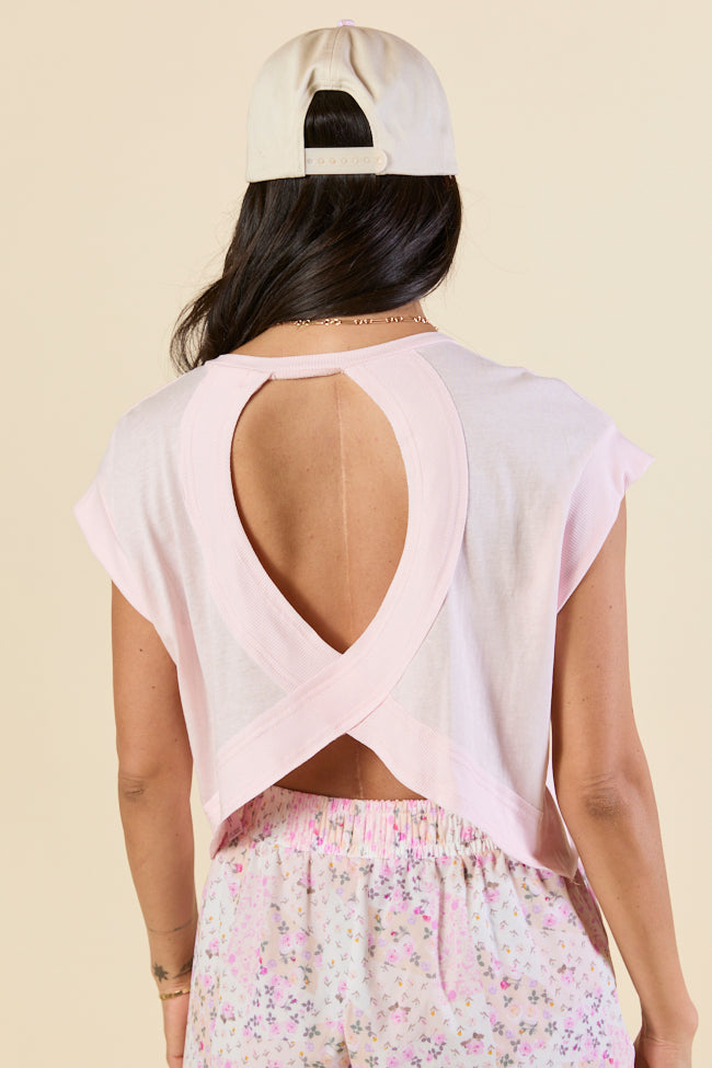 Momentum Pink Keyhole Back Tee-Sunny Prom