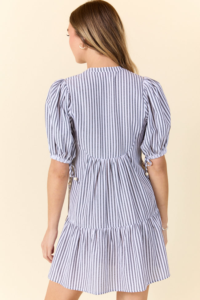 Faith In You Grey Striped Collared Mini Dress SALE-Sunny Prom