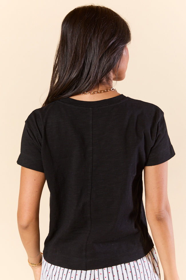 Easy Fit Short Sleeve Black Boxy Tee-Sunny Prom