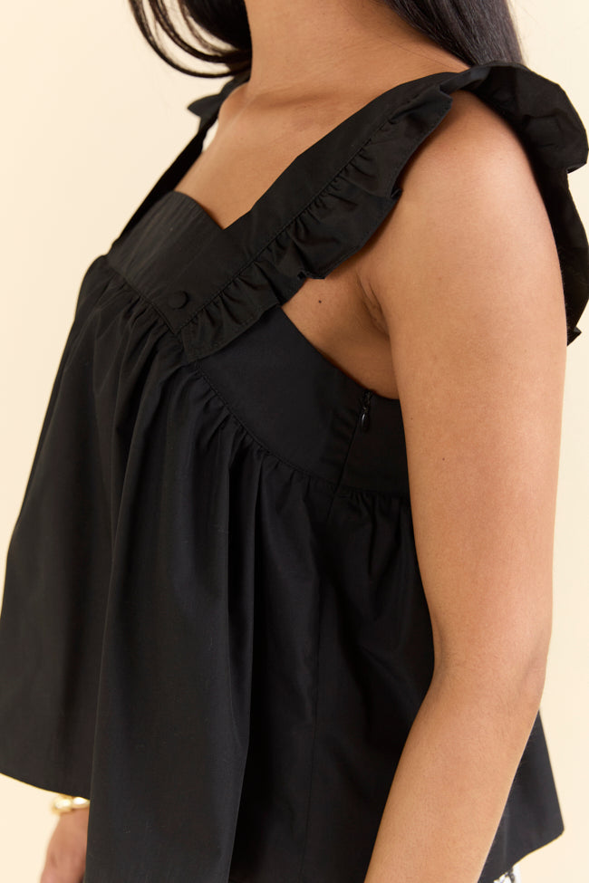 I Choose You Black Bow Back Detail Woven Tank SALE-Sunny Prom