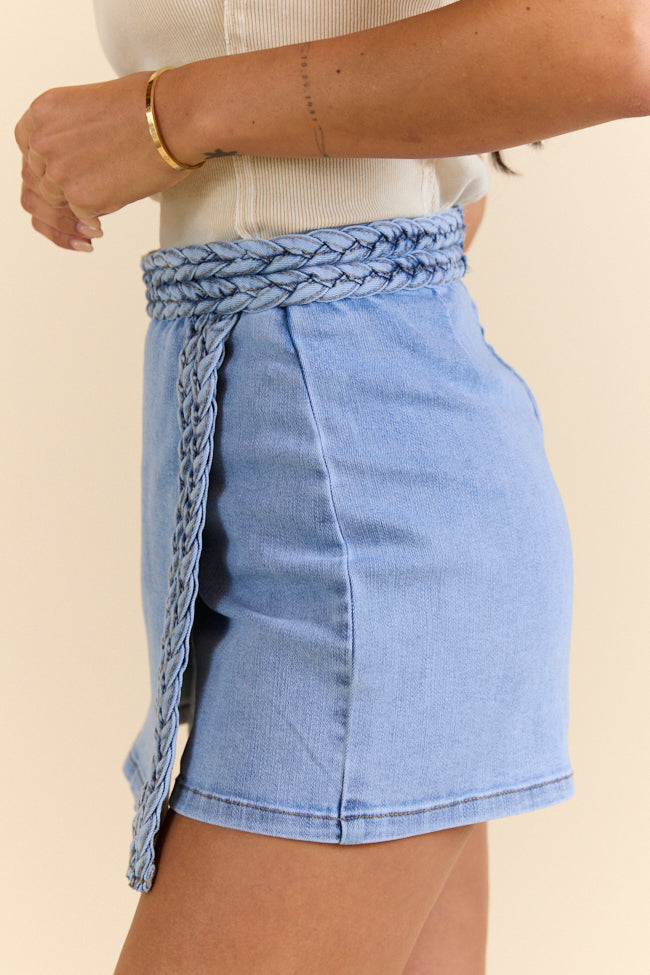 Encore Braided Denim Wrap Skort-Sunny Prom