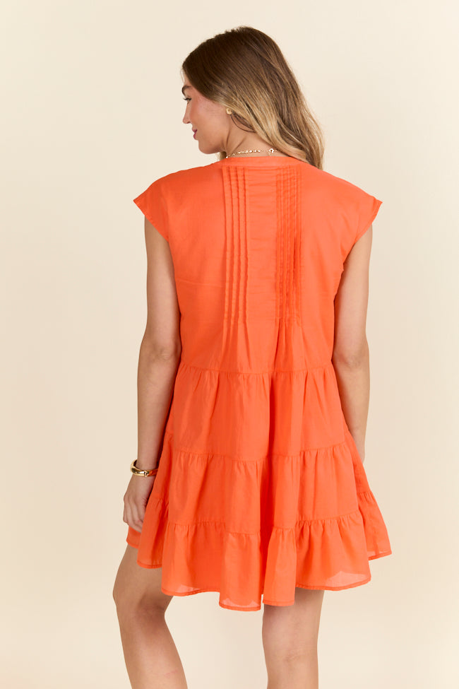 Just A Little Orange Button Up Mini Dress-Sunny Prom