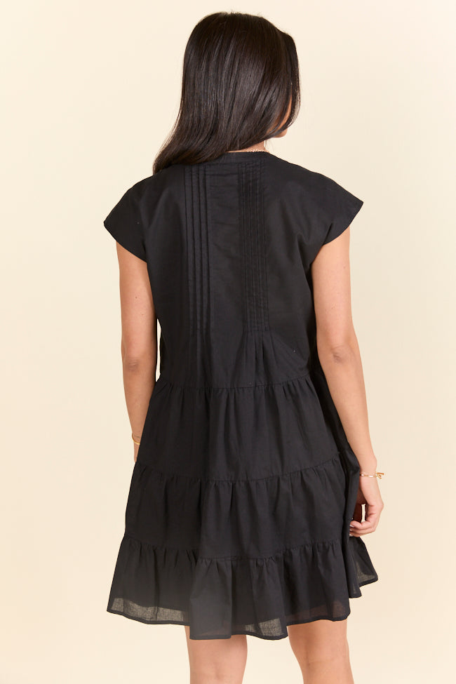 Just A Little Black Button Up Mini Dress-Sunny Prom