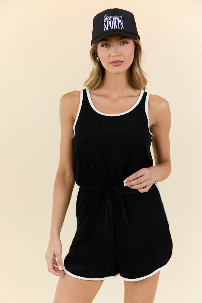 Rylee Black Terry Cloth Romper FINAL SALE-Sunny Prom