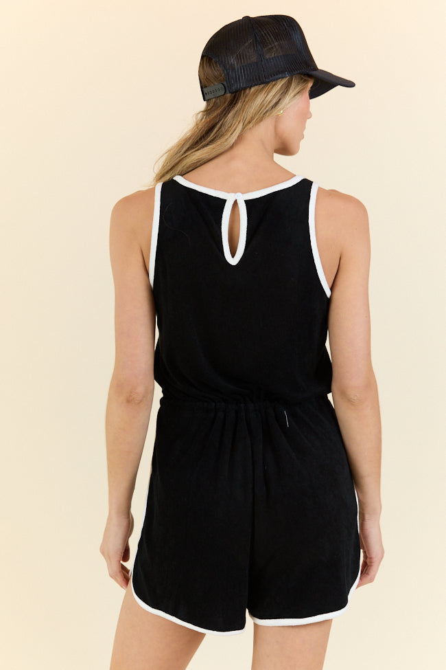 Rylee Black Terry Cloth Romper FINAL SALE-Sunny Prom