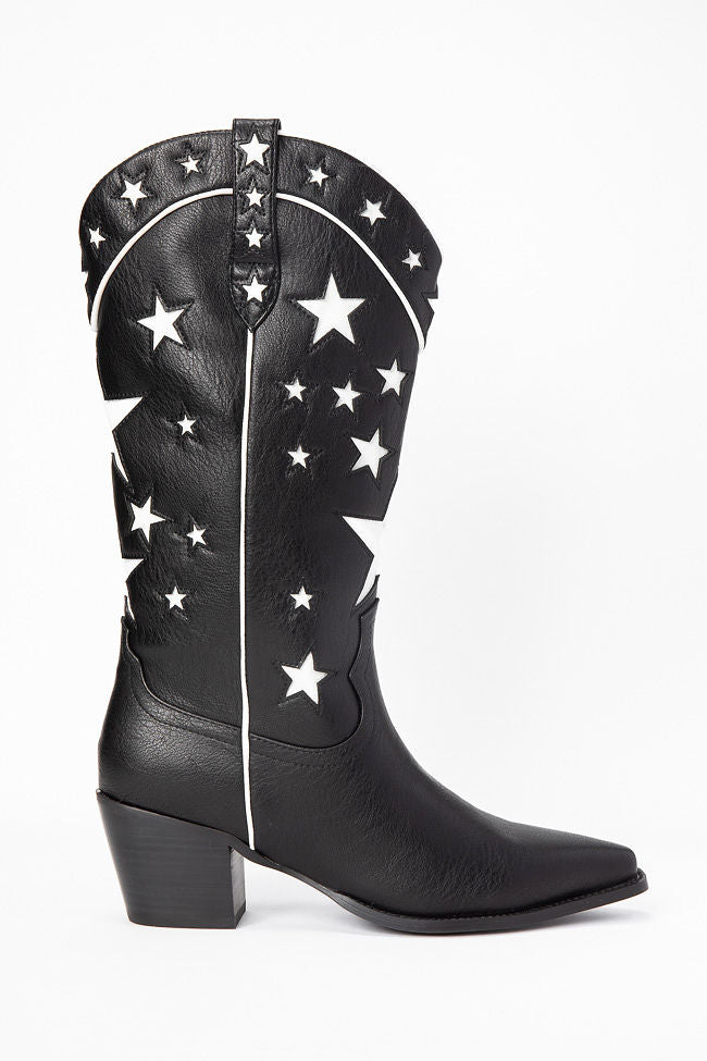 Dollie Black and White Star Boots SALE-Sunny Prom