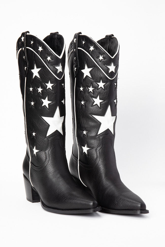 Dollie Black and White Star Boots SALE-Sunny Prom