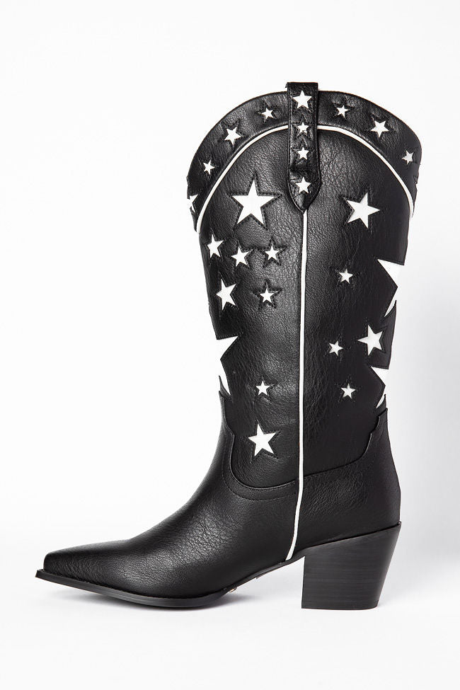 Dollie Black and White Star Boots SALE-Sunny Prom